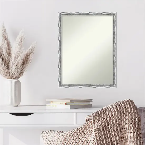Amanti Art Non-Beveled Wall Mirror, Scratched Wave Chrome Frame {6}