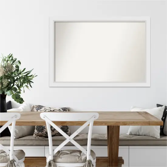 Amanti Art Non-Beveled Wood Wall Mirror, Blanco White Frame {7}
