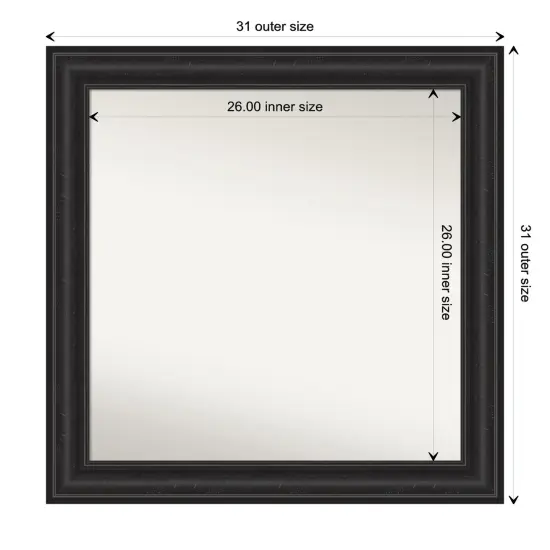 Amanti Art Non-Beveled Wall Mirror, Shipwreck Black Frame {1}