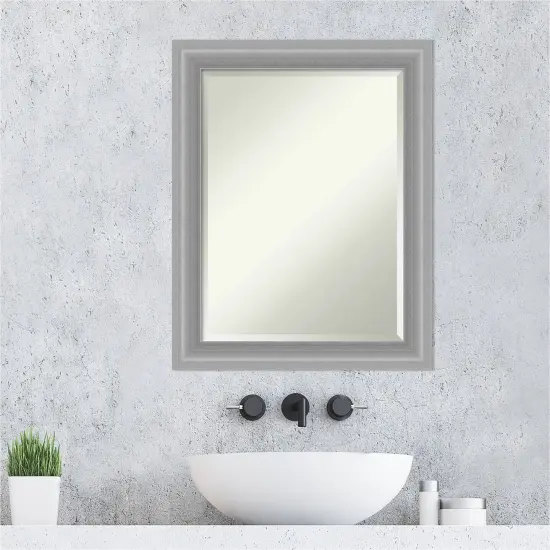 Beveled Bathroom Wall Mirror, Peak Polished Nickel Narrow Frame {6}