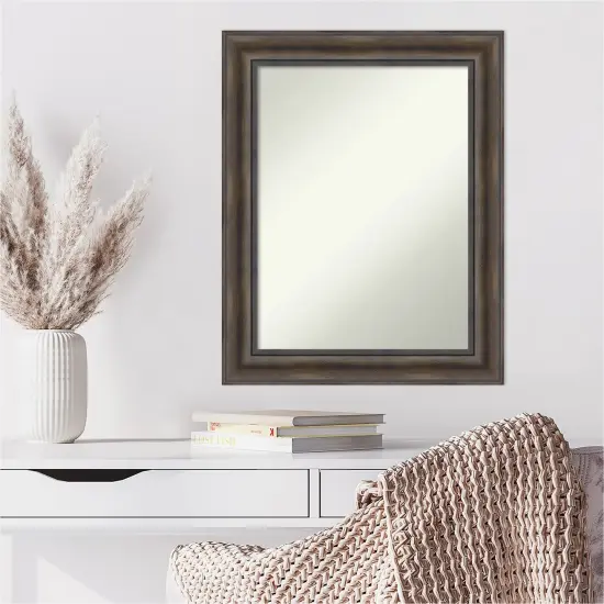 Amanti Art Non-Beveled Wood Wall Mirror, Rustic Pine Frame {6}