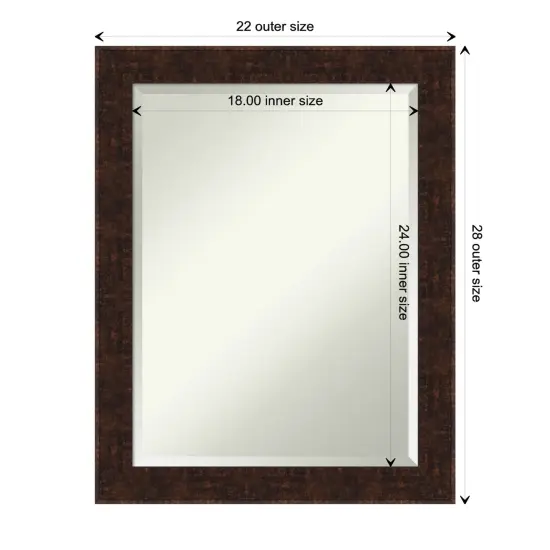 Beveled Bathroom Wall Mirror, William Mottled Bronze Narrow Frame {1}
