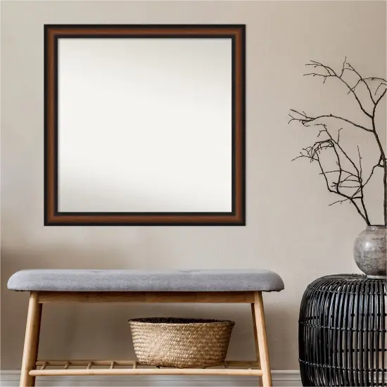 Amanti Art Non-Beveled Wall Mirror, Yale Walnut Frame {6}