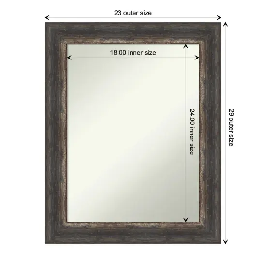 Amanti Art Non-Beveled Wall Mirror, Bark Rustic Char Frame {1}