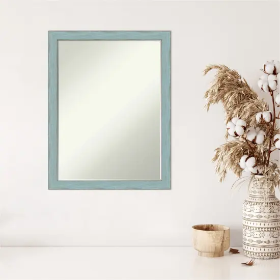 Petite Bevel Wood Wall Mirror, Sky Blue Rustic Frame {1}