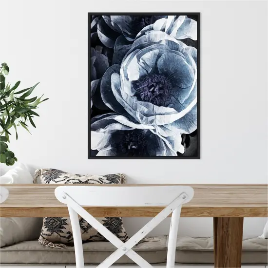 Peony Blue Petals III by Ashley Aldridge Canvas Wall Art Print Framed {6}