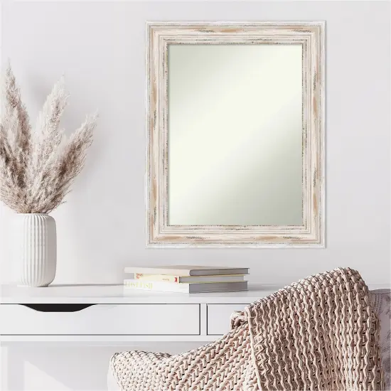 Amanti Art Non-Beveled Wood Wall Mirror, Alexandria Greywash Frame Alexandria White Wash {6}
