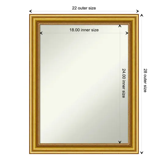 Amanti Art Non-Beveled Wood Wall Mirror, Townhouse Gold Frame {1}