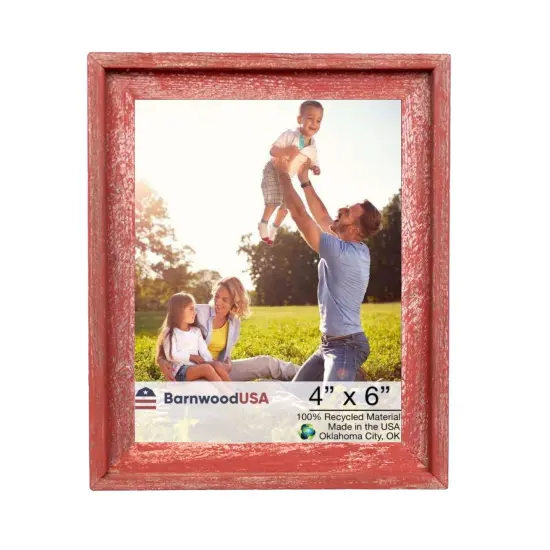 Rustic Farmhouse Signature Series Tabletop Reclaimed Wood Picture Frame Red {1}
