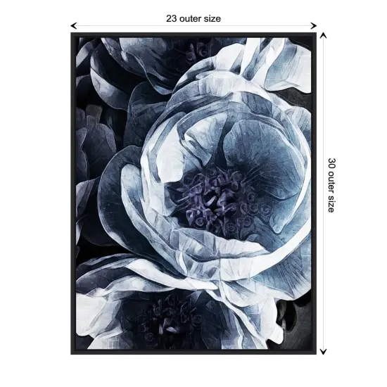 Peony Blue Petals III by Ashley Aldridge Canvas Wall Art Print Framed {1}