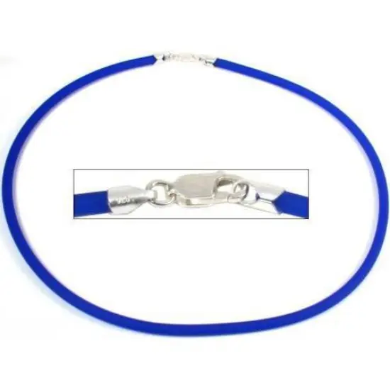 Rubber Cord Necklace Blue 18" {1}