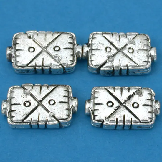 Fluted Rectangle Beads Antique Silver Plt 19mm Approx 4 {1}