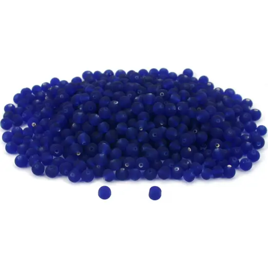 50 Grams Dark Blue Evelina Frosted Glass Beads 4.5mm {1}