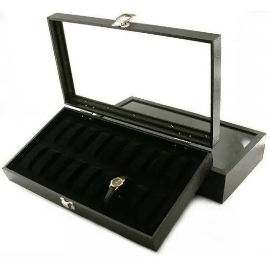2Pc 18 Watch Glass Top Display Cases {1}