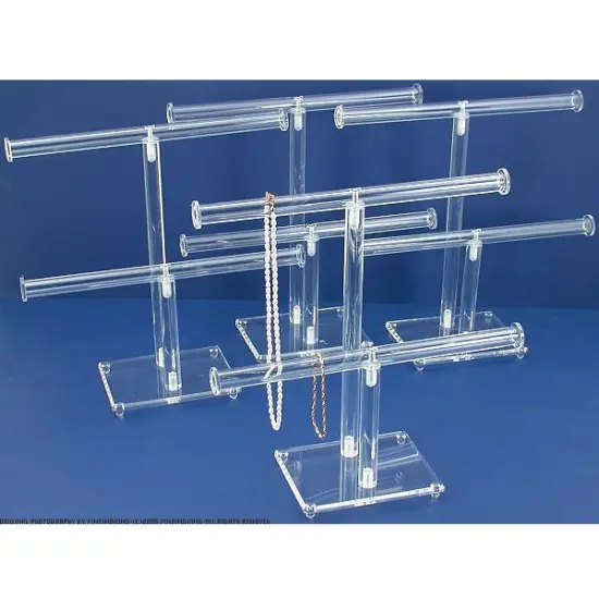4 2 Tier Clear Acrylic T-Bar Bracelet Necklace Jewelry Displays Stands {1}
