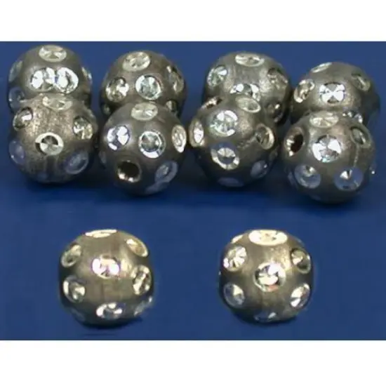 Rhodium Plated Faceted Round Beads 6mm 10pc {1}