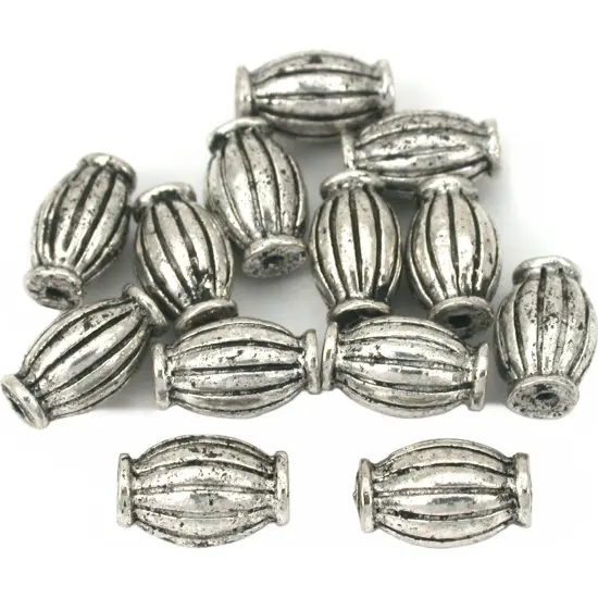 Fluted Tube Bali Beads Antq Silver Plt 9.5mm Approx 14 {1}