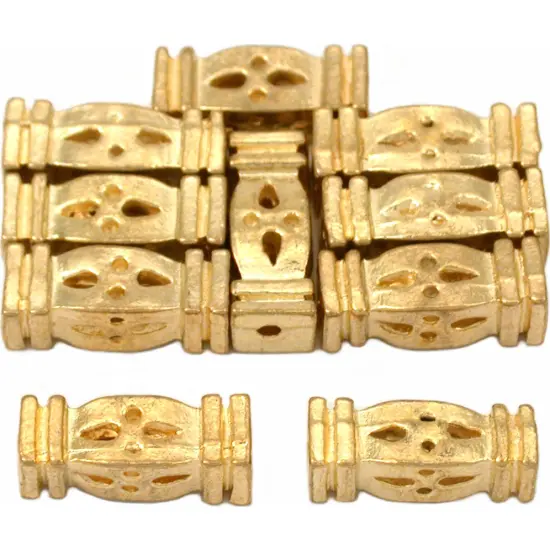 Rectangle Tube Beads Gold Plated Beading 13mm Approx 10 {1}