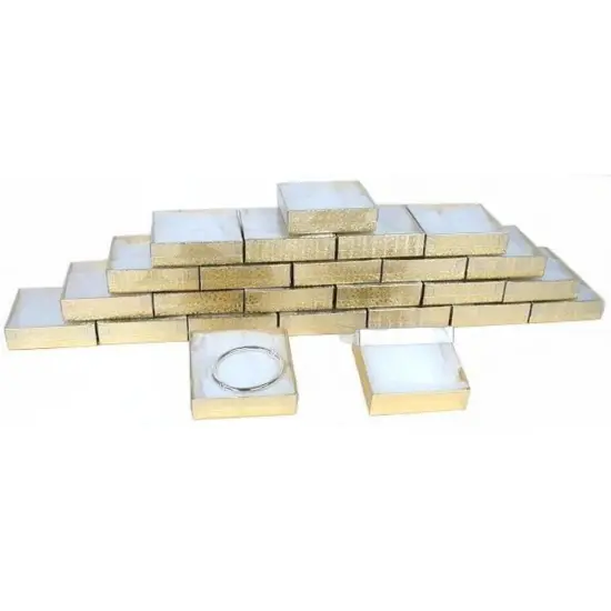 25 Gold Cotton Boxes Bangle Bracelet Clear Top Display {1}