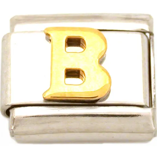 B Italian Charm Gold Plated Letter {1}