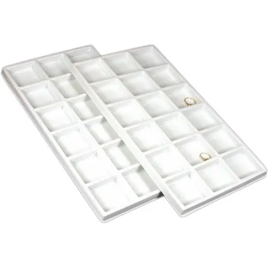 2 White Plastic 18 Compartment Jewelry Tray Inserts {1}