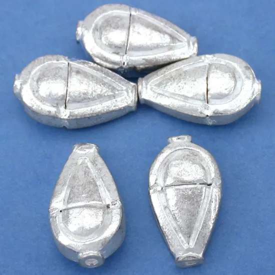 Teardrop Bead Silver Plate Spacer Tube 18.5mm 16g App 5 {1}