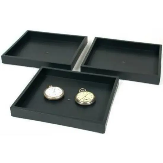 3 Black Jewelry Trays Travel Stackable Showcase Displays {1}