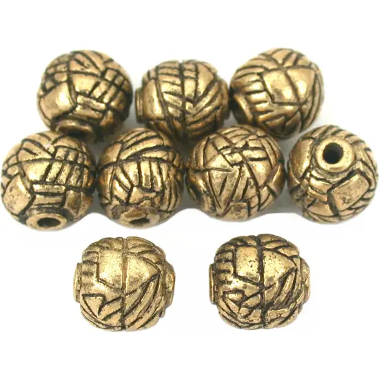 Round Bali Beads Antique Gold Plt Beading 8mm Approx 8 {1}