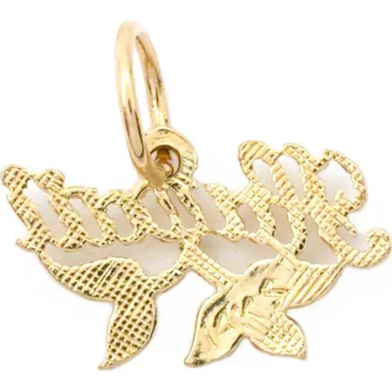 Hawaii & Leaves Charm 14k Gold 8mm {2}