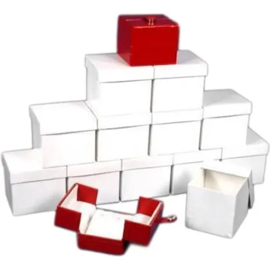 12 Earring Boxes Red Leather Snap Lid Gift Display Box {1}
