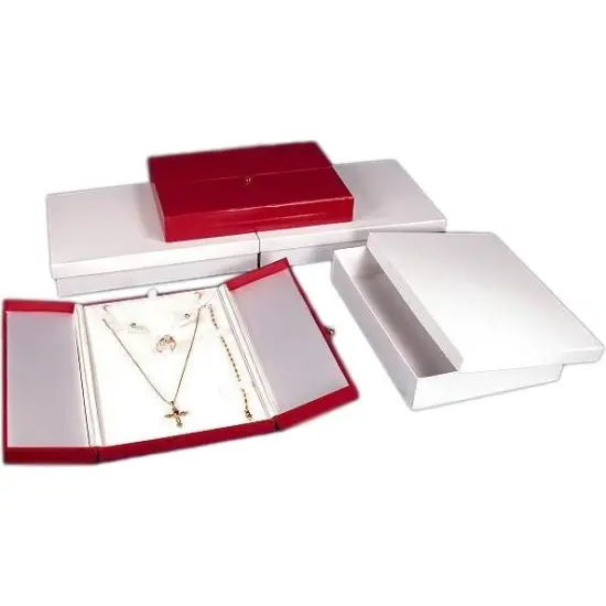 3 Necklace Earring Ring Red Leather Combo Jewelry Boxes {1}