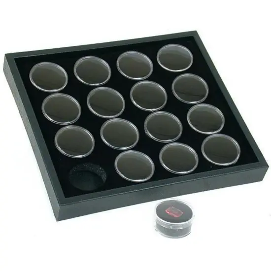 16 Gem Jars Black Foam Display Stackable Showcase Tray {1}
