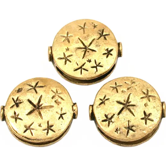 Fluted Star Beads Antique Gold Plated 18.5mm Approx 3 {1}