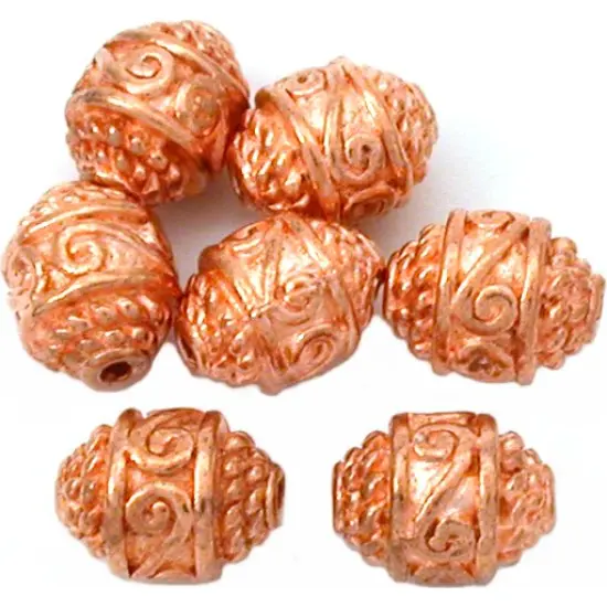 16g Rope Bali Barrel Beads Copper Plt 10.5mm Approx 7 {1}