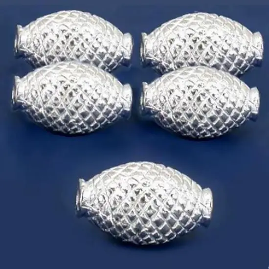 Fluted Oval Tube Beads Silver Plated 18.5mm Approx 5 {1}