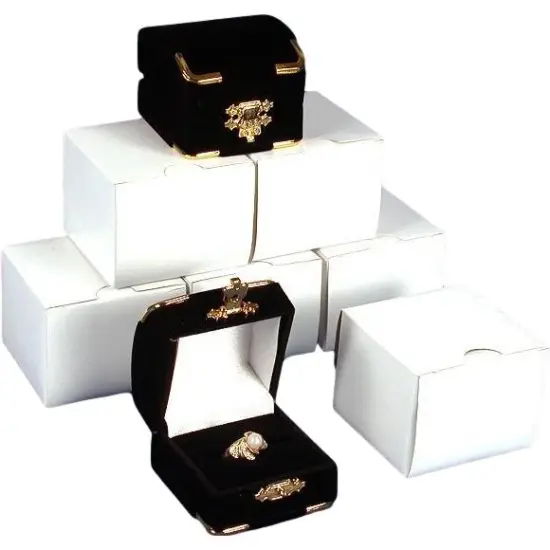 6 Black Flocked Ring Gift Boxes Jewelry Case Displays {1}