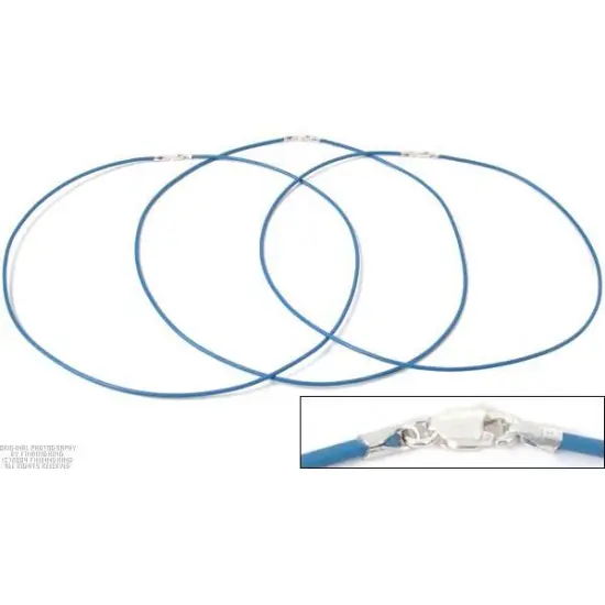 Leather Cord Necklaces Light Blue 18" 3Pcs {1}