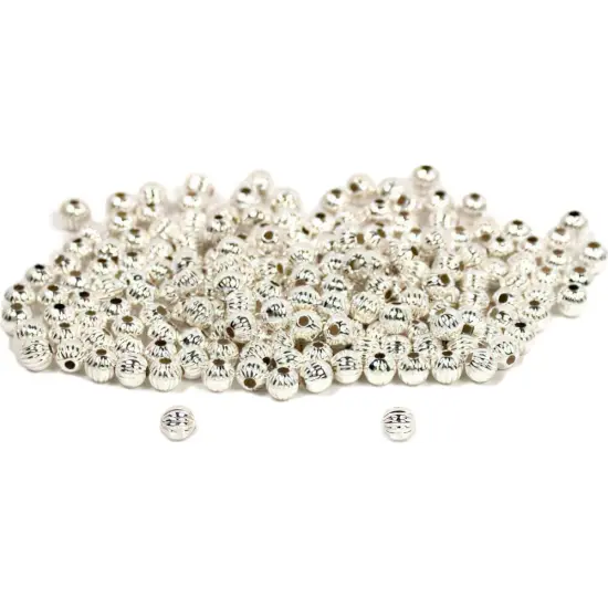 200 Corrugated Bead Sterling Silver Jewelry Beading 3mm {1}