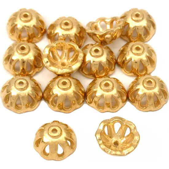 Filigree Bead End Caps Beads Gold Plated 11mm Approx 14 {1}