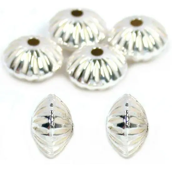 6 Corrugated Saucer Beads Sterling Silver Beading Parts {1}
