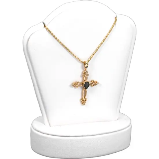 2 White Leather Pendant Necklace Displays Jewelry Case {2}