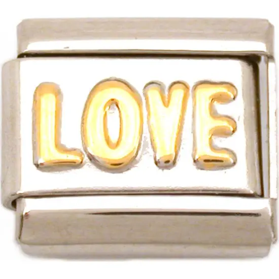 Love Italian Charm Gold Plated 9mm {1}