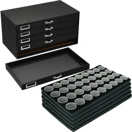180 Black Gem Jars Display & Storage Case {1}