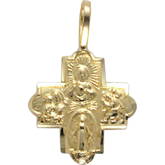 14K Gold Last Rites Cross Charm with 18" Gold Cable Chain & Gift Box {2}