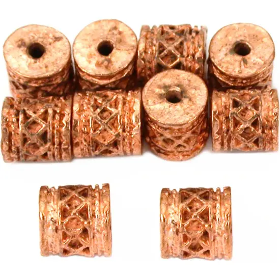 16g Bali Barrel Beads Copper Plated Tube 7mm Approx 10 {1}