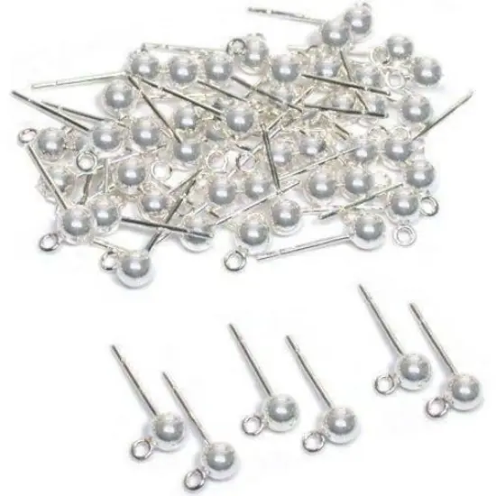 20 Ball Loop Earrings 4mm Round Sterling Silver Parts {1}