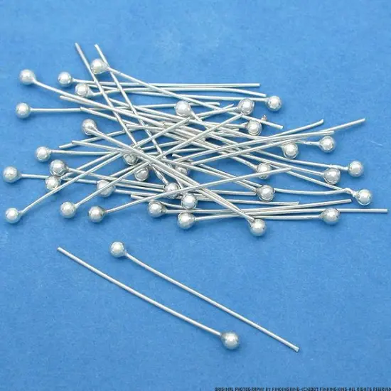 40 Silver Head Pins Wire Pin Beading Jewelry Ear 25 Ga {1}