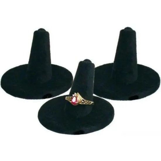 3 Ring Finger Display Velvet Black Holder {1}