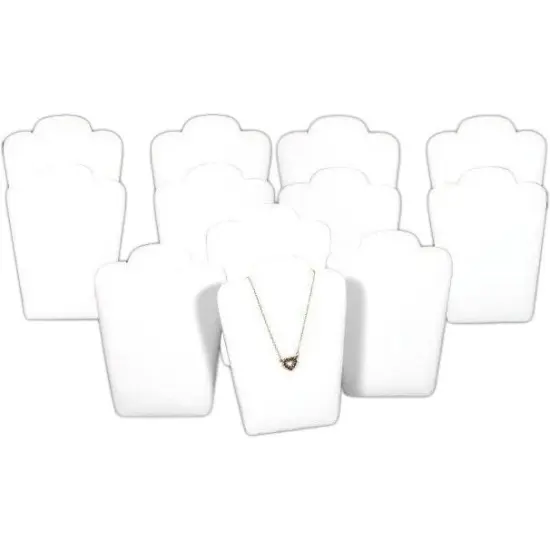 12 White Velvet Padded Necklace Pendant Display Bust Easels 5.25" {1}