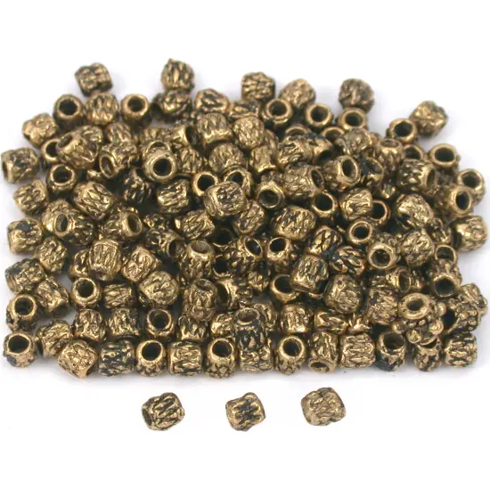 Bali Tube Beads Antique Gold Plated 3x3mm Approx 175 {1}